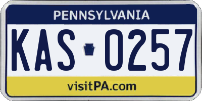PA license plate KAS0257
