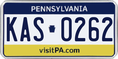 PA license plate KAS0262