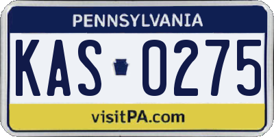 PA license plate KAS0275