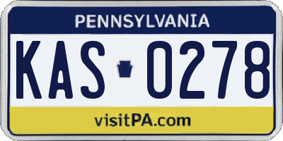 PA license plate KAS0278
