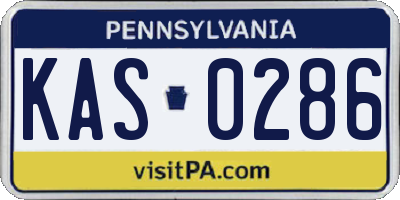 PA license plate KAS0286