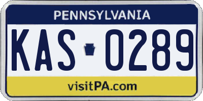 PA license plate KAS0289