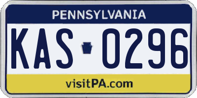 PA license plate KAS0296