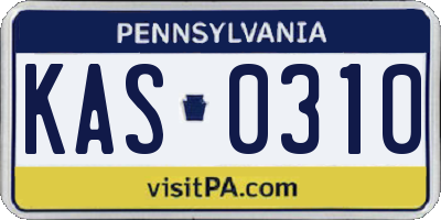 PA license plate KAS0310