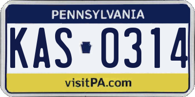 PA license plate KAS0314