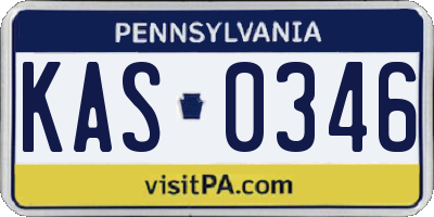 PA license plate KAS0346