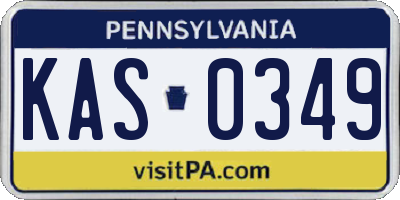 PA license plate KAS0349
