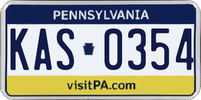 PA license plate KAS0354