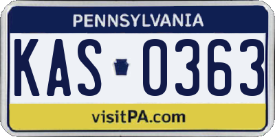 PA license plate KAS0363