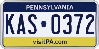 PA license plate KAS0372
