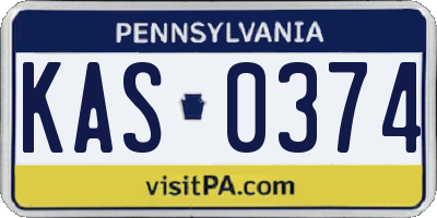 PA license plate KAS0374