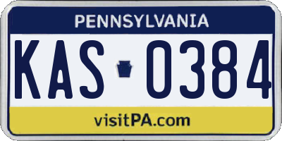 PA license plate KAS0384