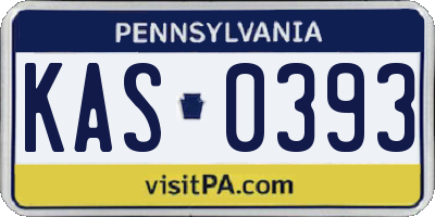 PA license plate KAS0393
