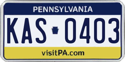 PA license plate KAS0403