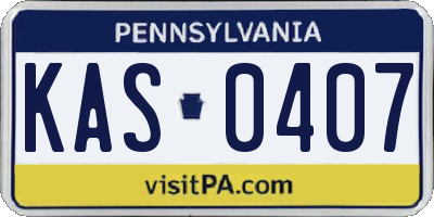 PA license plate KAS0407