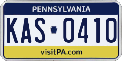 PA license plate KAS0410