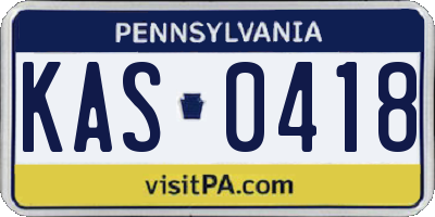 PA license plate KAS0418