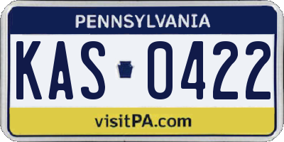 PA license plate KAS0422
