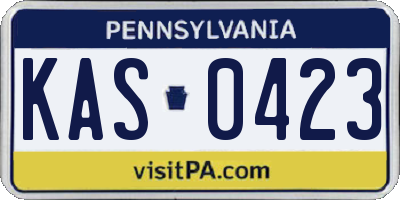 PA license plate KAS0423