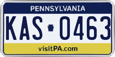 PA license plate KAS0463