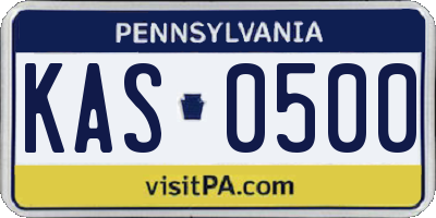 PA license plate KAS0500