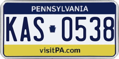 PA license plate KAS0538