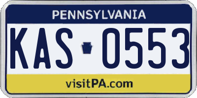 PA license plate KAS0553