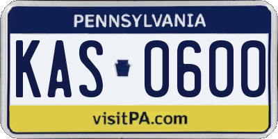PA license plate KAS0600