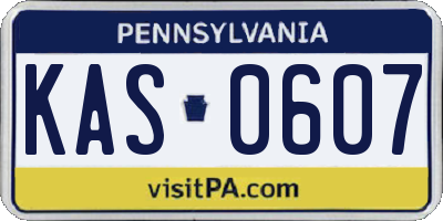 PA license plate KAS0607