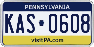 PA license plate KAS0608