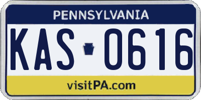 PA license plate KAS0616