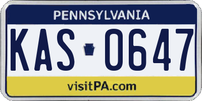 PA license plate KAS0647