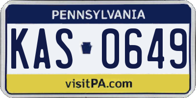 PA license plate KAS0649