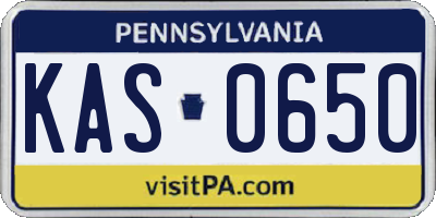 PA license plate KAS0650