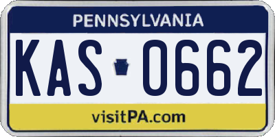 PA license plate KAS0662