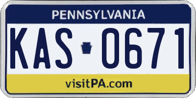 PA license plate KAS0671