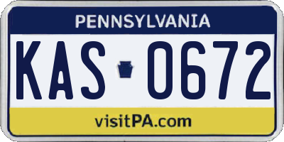 PA license plate KAS0672