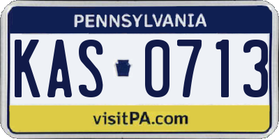 PA license plate KAS0713