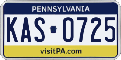 PA license plate KAS0725