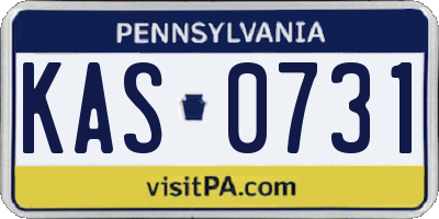 PA license plate KAS0731