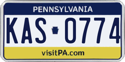 PA license plate KAS0774