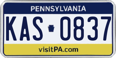 PA license plate KAS0837