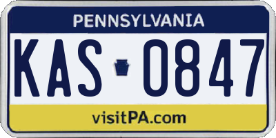 PA license plate KAS0847