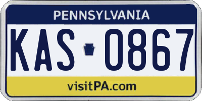 PA license plate KAS0867
