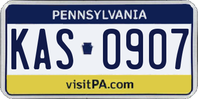 PA license plate KAS0907