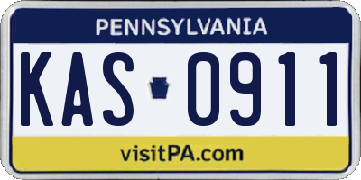 PA license plate KAS0911