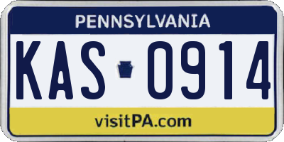 PA license plate KAS0914