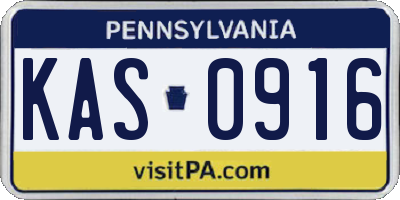 PA license plate KAS0916