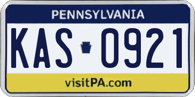 PA license plate KAS0921