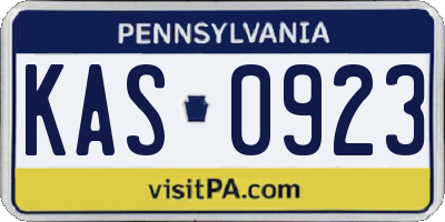 PA license plate KAS0923